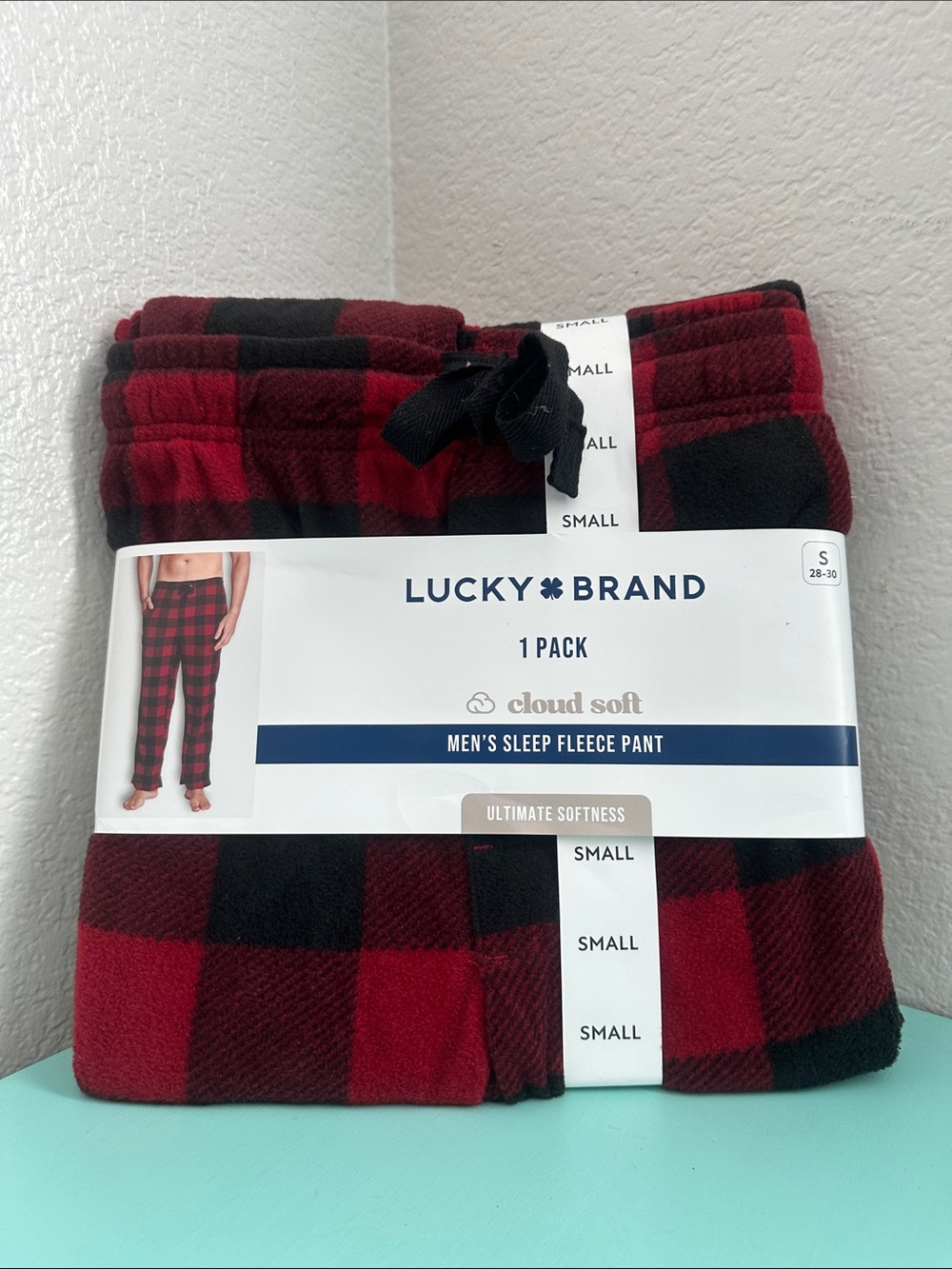 Lucky Brand Red & Black Buffalo Plaid Fleece Lounge Small men’s Pants-brand new